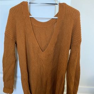 Low back rust mustard orange sweater